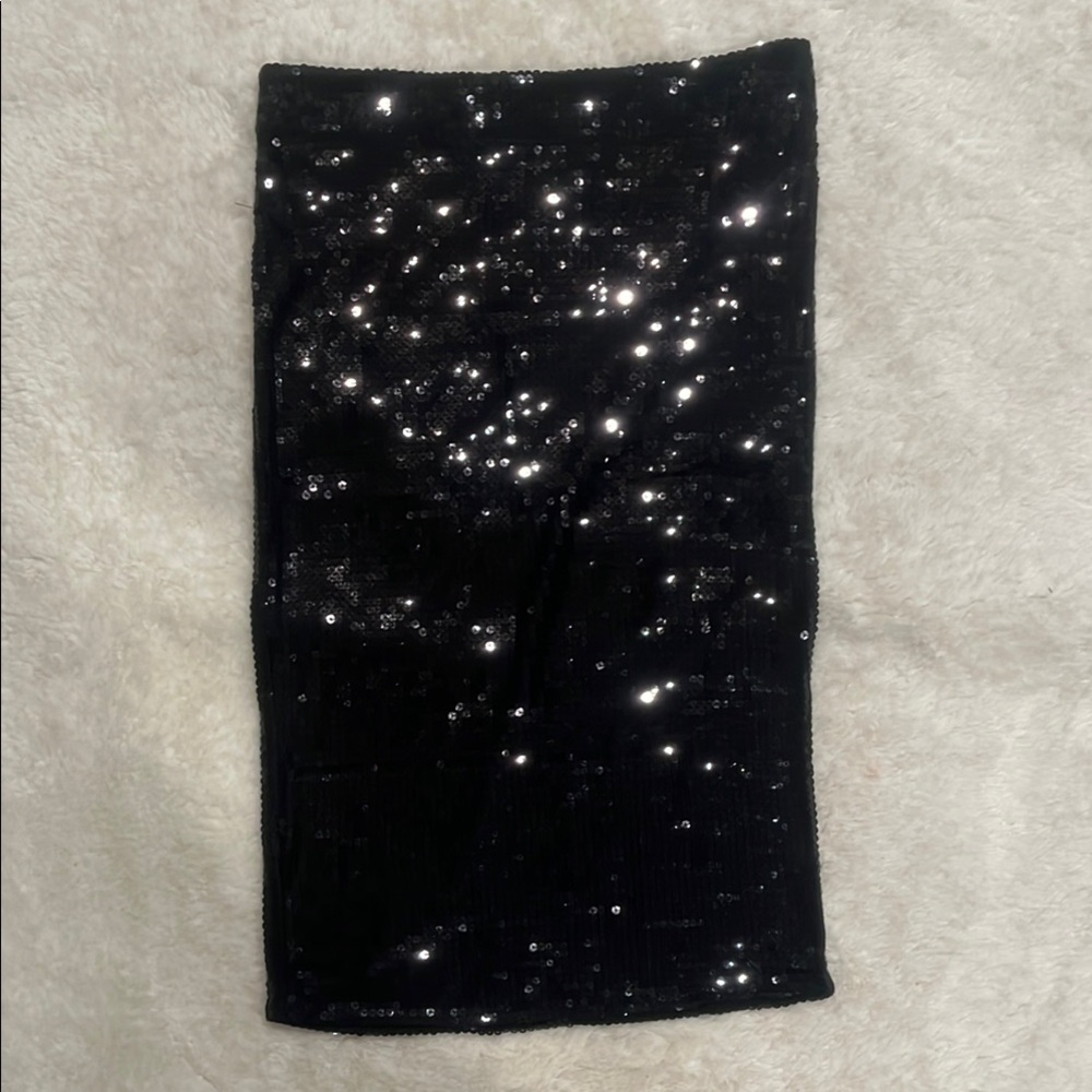 TOPSHOP VINTAGE Black Sequin Skirt